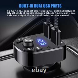 Bluetooth 5.0 Car Wireless FM Transmitter Adapter 2USB PD Charger Hands-Free Lot