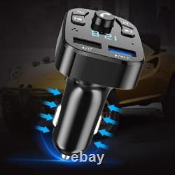 Bluetooth 5.0 Car Wireless FM Transmitter Adapter 2USB PD Charger Hands-Free Lot