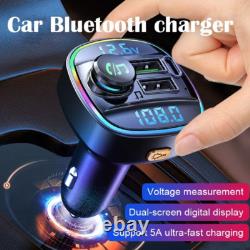 Bluetooth 5.0 Car Wireless FM Transmitter Adapter USB PD Charger AUX Hands LOT