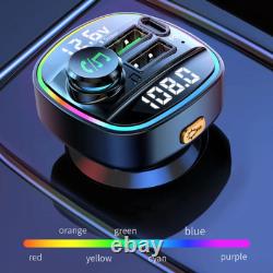 Bluetooth 5.0 Car Wireless FM Transmitter Adapter USB PD Charger AUX Hands LOT