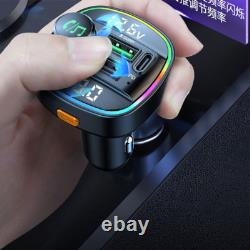 Bluetooth 5.0 Car Wireless FM Transmitter Adapter USB PD Charger AUX Hands LOT