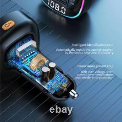 Bluetooth 5.0 Car Wireless FM Transmitter Adapter USB PD Charger AUX Hands LOT