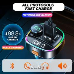 Bluetooth 5.0 Car Wireless FM Transmitter Adapter USB PD Charger AUX Hands LOT