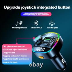 Bluetooth 5.0 Car Wireless FM Transmitter Adapter USB PD Charger AUX Hands LOT