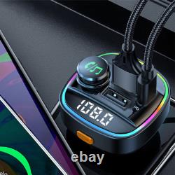 Bluetooth 5.0 Car Wireless FM Transmitter Adapter USB PD Charger AUX Hands LOT