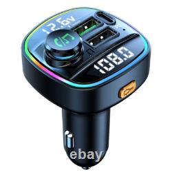 Bluetooth 5.0 Car Wireless FM Transmitter Adapter USB PD Charger AUX Hands LOT