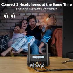 Bluetooth 5.3 Transmitter for TV to 2 Wireless Headphones, AptX Low Latency