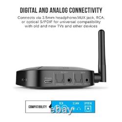 Bluetooth Transmitter Receiver Hub with Audio Pass-Through for TV & Stereo, 3.5m