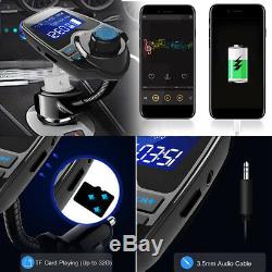 Bluetooth Wireless Car AUX Stereo Audio Receiver Radio FM Adapter USB Charger US