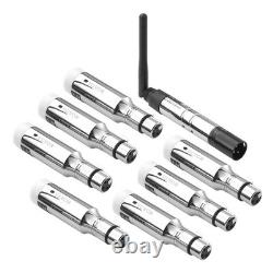 DMX Wireless Receiver Transmitter Rechargeable Battery Stage Light 8 PCs Silver
