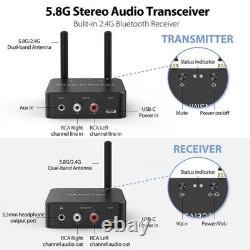 Dual-Band Wireless Audio Transmitter & Receiver, 160ft Range, Low Latency, Bluet