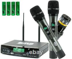 EMB EBM55 Dual UHF Wireless Handheld Microphone System with Rechargeable Receiver