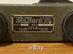Galvin BC-611 WWII Radio Receiver Transmitter Handie Talkie + Rare Loop Aerial