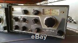 HF Ham Radio Drake T-4X Transmitter + MS-4 SP Power Supply + R4A Receiver, Mic