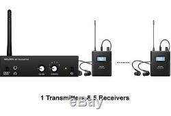 In Ear Professional Stage Wireless Monitor System 1 Transmitter 5 Receiver 50m