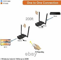 J-Tech Digital 1X2 Wireless HDMI Extender Loop Output IR(Receiver + Transmitter)
