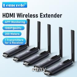 Lemorele R1040 Wireless HDMI Transmitter and 4 Receivers, 5G 1080P HD 328ft Range