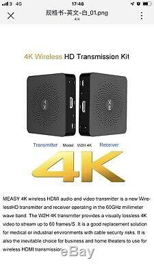 MEASY W2H 4K Wireless 30m HDMI Extender Transmitter Receiver HD Video Audio TV