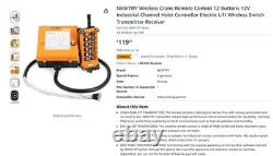 NEWTRY Wireless Crane Remote Control 12 Button 12V Hoist Controller- OB