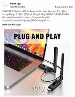 PWAYTEK Wireless HDMI Transmitter and Receiver Kit, 5GHz Long Range 1148ft