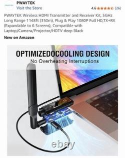 PWAYTEK Wireless HDMI Transmitter and Receiver Kit, 5GHz Long Range 1148ft