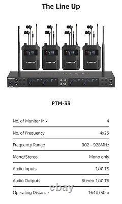 Phenyx Pro Wireless in Ear Monitor System, Quad-Channel Wireless IEM System