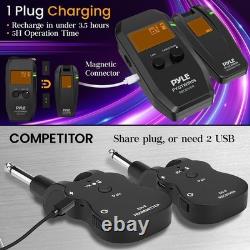 Pyle Wireless Guitar System Audio Transmitter and Receiver (Black)