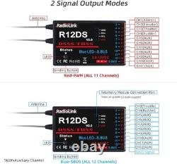 Radiolink AT10II 12 Channels RC Transmitter and Receiver R12DS 2.4GHz Radio Remo