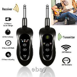 Rechargeable UHF Guitar Wireless System Transmitter Receiver Built-in Batteries