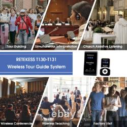 Retekess T130 Wireless Tour Guide System Transmitter 2 Receivers Church Factory