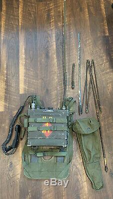 Rt-505 Prc-25 Military Radio Receiver Transmitter Handset Harness Antennas Bag