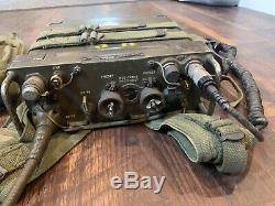 Rt-505 Prc-25 Military Radio Receiver Transmitter Handset Harness Antennas Bag