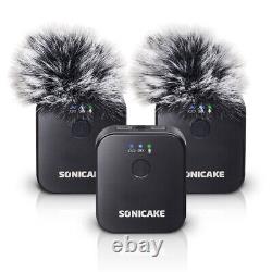 SONICAKE 2.4GHz Wireless Lavalier Microphone System 1RX+2TX for iPhone/Android