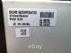 Shure SLX4 Receiver J3 572-596 Mhz SLX2 SM58 Microphone 2x Antennas Power