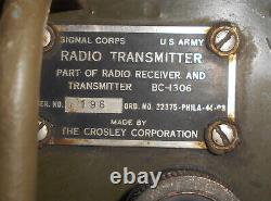 U. S. ARMY WWII 1944 BC-1306 RADIO RECEIVER AND TRANSMITTER''used'