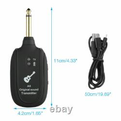 UHF Guitar Wireless System Transmitter+Receiver Built In Rechargeable Battery