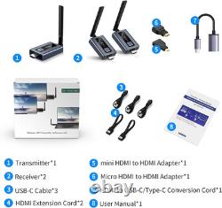 Upgraded Wireless HDMI Transmitter and 2 Receivers with LED Screen, up to 6 Rxs