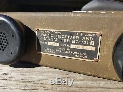 Vintage Original WW2 U. S. Army Signal Corps Radio Receiver/Transmitter BC-721-A