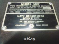 Vintage Radio Transmitter Receiver Navy Bureau of Ships MBF Collins Radio