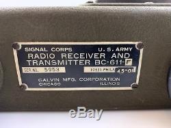 Vintage US Army WWII Signal Corps Radio Receiver Transmitter BC-611-F Galvin Mfg
