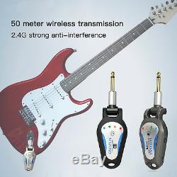 WIRELESS ELECTRIC GUITAR LEAD 6.35mm JACK PLUG 2.4G AUDIO TRANSMITTER & RECEIVER