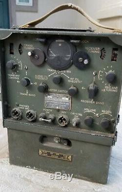 WWII MILITARY TBY-7 RADIO TRANSMITTER RECEIVER CRI-43044 w POWER SUPPLY CLG-2020