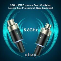 Wireless 5.8GHz Microphone Plug On XLR Rechargeable Transmitter Receiver US