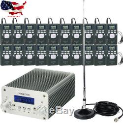 Wireless 5With15W PLL FM Transmitter Radio Stereo Station Broadcast+20Receiver US