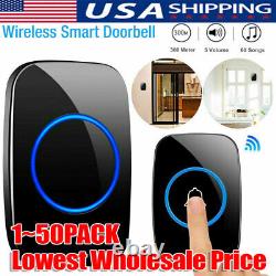 Wireless Doorbell Chime Waterproof Plugin Receiver Adjustable Volume 1000FT Kit