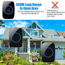 Wireless Doorbell Chime Waterproof Plugin Receiver Adjustable Volume 1000FT Kit