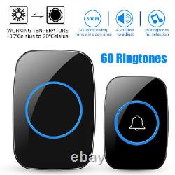 Wireless Doorbell Chime Waterproof Plugin Receiver Adjustable Volume 1000FT Kit