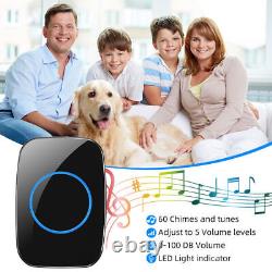 Wireless Doorbell Chime Waterproof Plugin Receiver Adjustable Volume 1000FT Kit