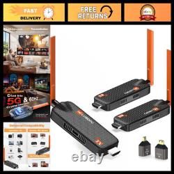 Wireless HDMI Transmitter & 2 Receivers, 4K 1080P, 5.8GHz, 656FT Range