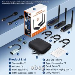 Wireless HDMI Transmitter and 2 Receivers, 100M/328FT with LED Display, 4K Input